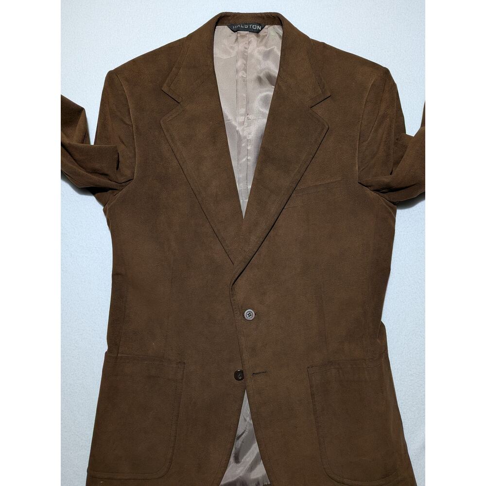Vintage Halston Faux Suede Blazer – Neiman Marcus – Brown‎ – Men's M (Est.) - Picture 8 of 16